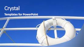  Presentation with railing - Cool new presentation theme with sea ship background - boat buoy white hanged backdrop and a cobalt blue colored foreground