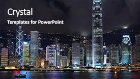  Presentation with hong kong - Amazing theme having sea ship background - hong kong at night backdrop and a  colored foreground