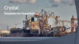  Presentation with cargo ship - PPT layouts enhanced with sea shipment - cargo ship in an industrial background and a gray colored foreground