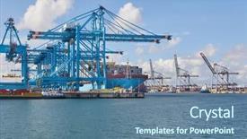  Presentation with container ship - Audience pleasing presentation theme consisting of sea shipment - huge container ship under dock backdrop and a ocean colored foreground