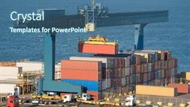  Presentation with container port - Amazing PPT theme having sea shipment - lifting container in port backdrop and a ocean colored foreground