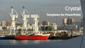  Presentation with tangier - Presentation featuring sea shipment - tangier city and port coastal background and a gray colored foreground
