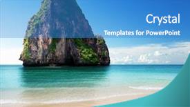 Presentation with krabi - Presentation consisting of beach in krabi province thailand background and a teal colored foreground