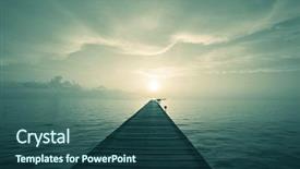  Presentation with ocean - Theme enhanced with walkway ocean - boardwalk on beach background and a ocean colored foreground