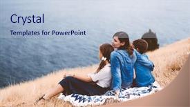  Presentation with veteran mom childre - Audience pleasing PPT theme consisting of walking outdoor cool autumn weather backdrop and a lemonade colored foreground