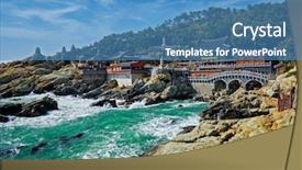  Presentation with sea shore - Colorful PPT theme enhanced with sea shore busan south korea backdrop and a teal colored foreground