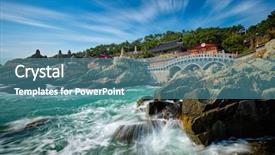  Presentation with sea shore - PPT layouts having sea shore busan south korea background and a teal colored foreground
