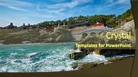  Presentation with sea shore - PPT theme featuring sea shore busan south korea background and a tawny brown colored foreground