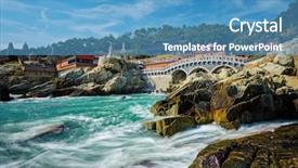  Presentation with mongolian state south korea - PPT theme consisting of sea shore busan south korea background and a teal colored foreground