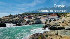  Presentation with sea shore - Theme with sea shore busan south korea background and a teal colored foreground