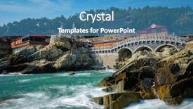  Presentation with sea shore - Colorful presentation design enhanced with sea shore busan south backdrop and a teal colored foreground