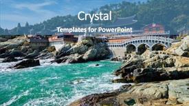  Presentation with south asia - Slides enhanced with sea shore busan south background and a teal colored foreground