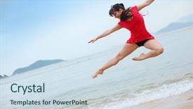  Presentation with dancing - Cool new presentation theme with sea shore moving background - beautiful young woman dancing backdrop and a  colored foreground