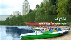  Presentation with park - Cool new PPT theme with sea shore moving background - catamarans on the seacoast beside backdrop and a tawny brown colored foreground