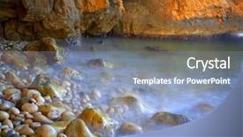  Presentation with water moving - PPT theme having sea shore moving background - foggy water through the stones background and a seafoam green colored foreground