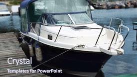  Presentation with new to leadership - Presentation theme consisting of sea shore moving background - new boat on the pier background and a wine colored foreground