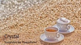 Presentation with love coffee cappuccino coffee - PPT layouts enhanced with sea shore on the beach background and a coral colored foreground