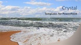  Presentation with sea shore - Slides having sea-shore-with-waves background and a light blue colored foreground