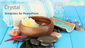  Presentation with elements - Beautiful PPT theme featuring sea spa elements close up backdrop and a cool aqua colored foreground