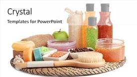  Presentation with skincare and body care spa - Amazing presentation having sea sponge - body care set for peeling backdrop and a white colored foreground