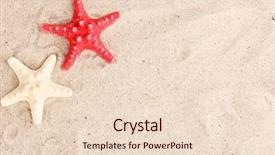  Presentation with sand - Presentation design with sea star - starfishes on sand background and a lemonade colored foreground