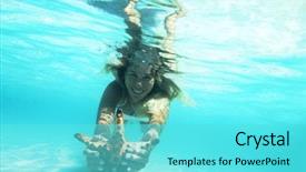  Presentation with starfish - Beautiful presentation theme featuring sea star - woman is snorkeling underwater showing backdrop and a  colored foreground