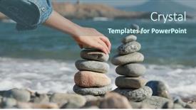  Presentation with stone balance - Slide set consisting of sea-stone-balance background and a ocean colored foreground