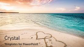  Presentation with sunset beach - Slides having sea sunset view love background and a lemonade colored foreground