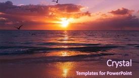  Presentation with ocean - PPT theme consisting of sea sunset background and a tawny brown colored foreground