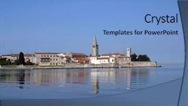  Presentation with croatia - Presentation having sea town of porec - istria peninsula croatia background and a light blue colored foreground