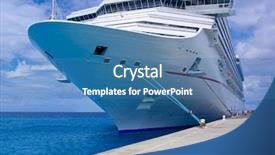  Presentation with port - Slides consisting of boat dock - passenger ship in port background and a teal colored foreground