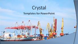  Presentation with sea port - Slide deck consisting of sea transport - port warehouse with containers background and a light blue colored foreground
