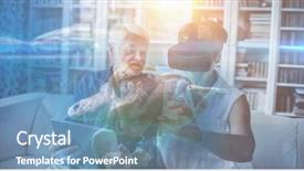  Presentation with fish turtle - Slide deck featuring front view futuristic - sea turtle swimming with fish background and a teal colored foreground