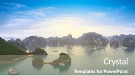  Presentation with vietnam hanoi - Cool new slide set with sea view famous asian travel backdrop and a gray colored foreground