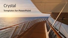  Presentation with sailing ship - Audience pleasing presentation theme consisting of sea view from cruise ship backdrop and a coral colored foreground