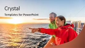  Presentation with tour and travel - Slide set enhanced with sea view from ferry background and a light blue colored foreground