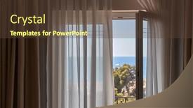 Presentation with open door - PPT theme having sea-view-room-with-balcony background and a tawny brown colored foreground
