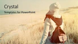  Presentation with vintage retro - Beautiful presentation design featuring sea vintage mood adventure travel backdrop and a lemonade colored foreground