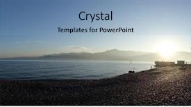  Presentation with sunset coast of the sea - Colorful presentation design enhanced with sea water coast batumi georgia backdrop and a light blue colored foreground