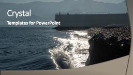  Presentation with moving sea - Beautiful presentation theme featuring sea water wave swash backdrop and a gray colored foreground