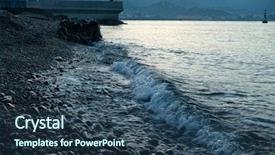  Presentation with moving sea - Presentation featuring sea water wave swash background and a ocean colored foreground