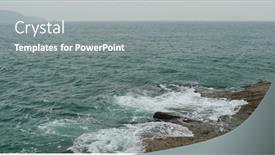  Presentation with rocks - Theme having sea-water-waves-break background and a gray colored foreground