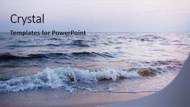  Presentation with sunset coast of the sea - Cool new PPT theme with sea wave on the shore backdrop and a light blue colored foreground