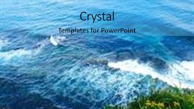  Presentation with green waves - Amazing PPT theme having sea waves and green grass backdrop and a light blue colored foreground