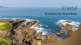  Presentation with crashing waves - PPT theme featuring sea-waves-crashing-against background and a light blue colored foreground