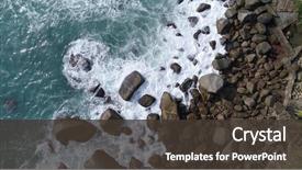 Presentation with waves - Slides featuring sea waves hitting rock background and a tawny brown colored foreground