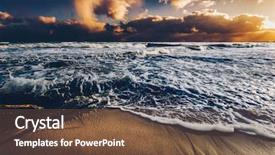  Presentation with sea shore - Cool new theme with sea waves on a sandy backdrop and a tawny brown colored foreground