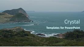  Presentation with waves - Presentation theme having sea-waves-splash-against-rock background and a ocean colored foreground