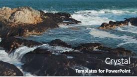  Presentation with waves - Presentation theme having sea-waves-splash-against-rock background and a dark gray colored foreground