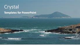  Presentation with waves - Theme having sea-waves-splash-against-rock background and a seafoam green colored foreground